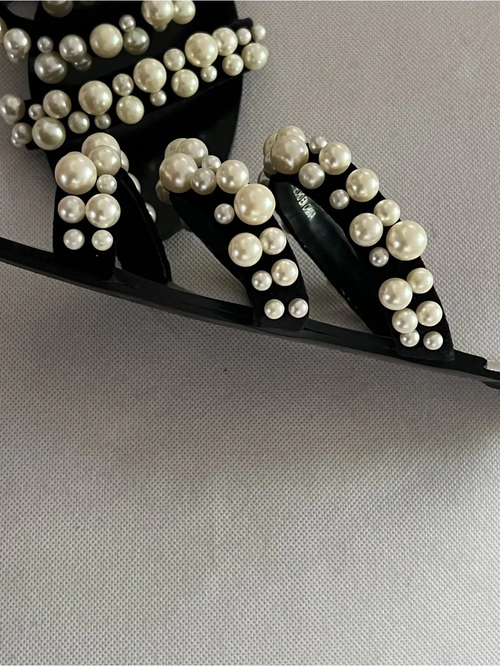 Zara Black Pearl-Embellished Slide Sandals - Picture 5 of 12